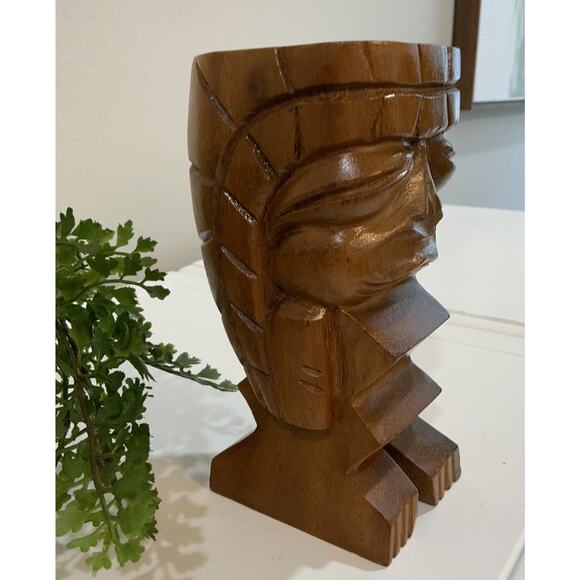 Vintage 6” inch Tiki Hand Carved Wood Statue Hawaiian Polynesian Monkey Pod - Picture 3 of 6
